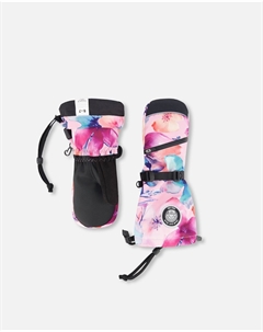 Зимние варежки Teknik с розовым акварельным цветочным принтом Deux par deux