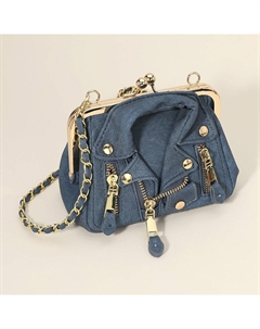 Кожаная мотоциклетная куртка Сумка через плечо, Denim Fashnzfab