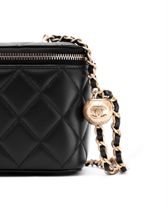 Овчинная сумка-коробка, наплечная сумка, через плечо женская черная Chanel