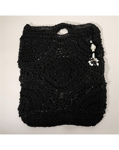 Вязаная сумка-шоппер с жемчужными подвесками, черный Fashnzfab