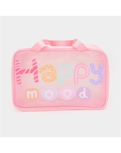 Сумка-шопер с принтом Happy Mood и прозрачной сетчатой секцией, розовый Fashnzfab