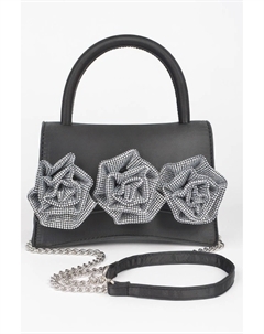 Искусственная кожа Сумка с цветком из страз, черный Fashnzfab