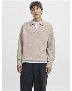 Джемпер с воротником поло бежевый Jack & jones