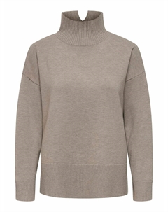 Джемпер с воротником стойкой рукав длинный каштановый Only