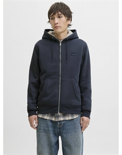 Свитшот на молнии с капюшоном на подкладке из флиса синий Jack & jones