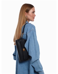 Сумка женская мессенджер на клапане, 26×9×12 см, черная Textura