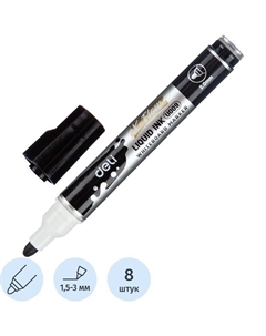 Маркер для белых досок X-flow черный (толщина линии 1.5-3 мм) круглый наконечник Deli