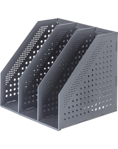 Лоток вертикальный для бумаг 250 мм пластиковый темно-серый 3 отделения Deli