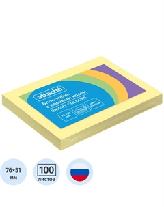 Стикеры Simple 76х51 мм пастельные желтые (1 блок на 100 листов) Attache