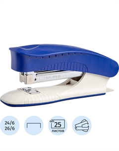 Степлер PSBL2425 до 25 листов синий (скобы № 24/6, 26/6, с антистеплером) Комус