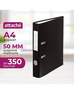 Папка-регистратор 50 мм черная ПВХ/бумага с защитным уголком Attache