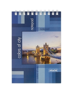 Блокнот Economy Города А6 40 листов разноцветный в клетку на спирали (105х145 мм) Attache