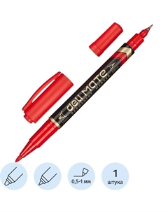 Маркер перманентный двухсторонний EU10440 Mate красный (толщина линии 0.5-1 мм) круглый/игольчатый наконечник Deli