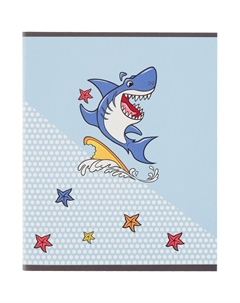 Тетрадь общая Shark А5 48 листов в клетку на скрепке обложка с рисунком ВД-лак Комус