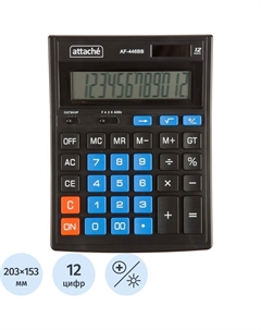 Калькулятор настольный AF-446BB 12-разрядный черный/синий 203x153x48 мм Attache