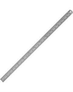 Линейка 60 см металлическая серебристая две шкалы Attache