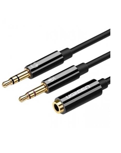 Кабель AV140 20898_ 3.5mm Female to 2 Male Audio Cable ABS Case. Длина: 20 см. Цвет: черный Ugreen