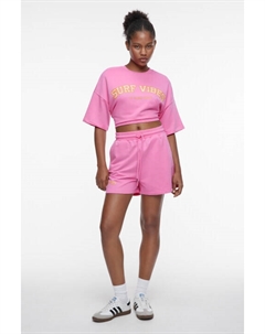 Шорты трикотажные хлопковые с принтом-надписью Befree