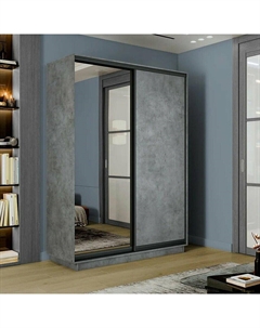 Шкаф-купе 1800x600x2200 Экспресс 2 Бетон зеркало, ЛДСП Bravo
