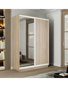 Шкаф-купе 1800x450x2400 Экспресс 2 Дуб сонома зеркало, ЛДСП Bravo