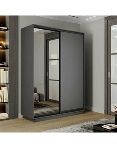 Шкаф-купе 1800x600x2200 Экспресс 2 Серый Диамант зеркало, ЛДСП Bravo