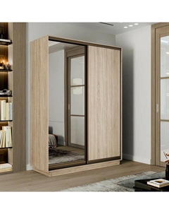 Шкаф-купе 1800x450x2400 Экспресс 2 Дуб сонома зеркало, ЛДСП Bravo