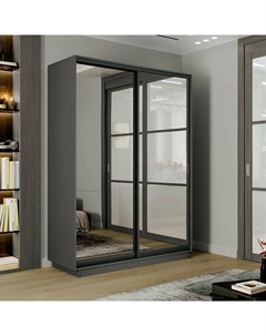 Шкаф-купе 1800x450x2200 Экспресс 2 Серый Диамант зеркало Bravo