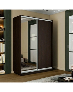 Шкаф-купе 1800x450x2400 Экспресс 2 Венге зеркало, ЛДСП Bravo