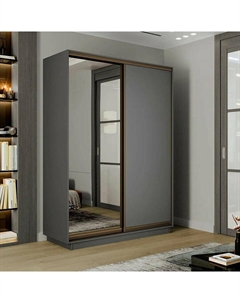 Шкаф-купе 1800x600x2400 Экспресс 2 Серый Диамант зеркало, ЛДСП Bravo