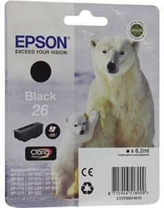 Картридж струйный Epson T2601 (C13T26014010/C13T26014012), черный, оригинальный, ресурс 220 страниц для Epson Epson Expression Premium XP-600 / XP-605 / XP-700 / XP-710 / XP-800 / XP-820
