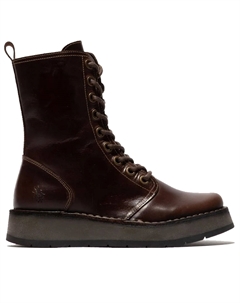 RAMI043FLY - Женские кожаные ботинки на платформе со шнуровкой, коричневый Fly london