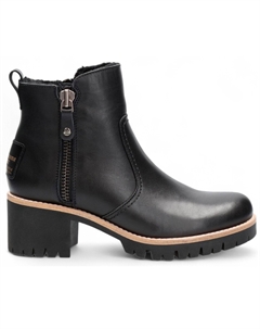 Trav B2 - женские черные кожаные ботинки до щиколотки с боковой молнией Panama jack