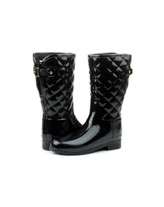 Охотничьи глянцевые стеганые короткие резиновые сапоги, черный Hunter