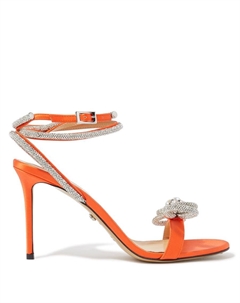 Машинки с кристаллами и бантом 95 мм атласные мюли, оранжевый Mach & mach