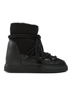 Женские зимние полусапоги Classic из кожи и замши на шнуровке, черный Inuikii