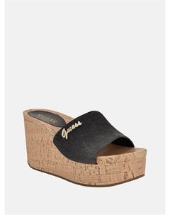 Fours Джинсовые мюли на пробковой платформе, черный Guess factory