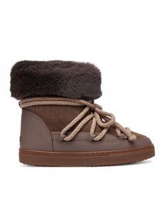 Женские зимние ботинки Classic High из замши и кожи с мехом, коричневый Inuikii