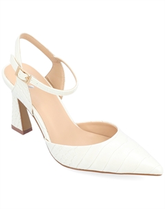 Женские туфли-лодочки Nixey с фактурой крокодила, пряжкой и острым носком, кремовый Journee collection