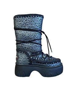 Эскимосские снежные ботинки Metal Print Silver On Black Mou