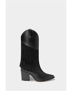 Женские кожаные сапоги с бахромой, черного цвета Dante shoes