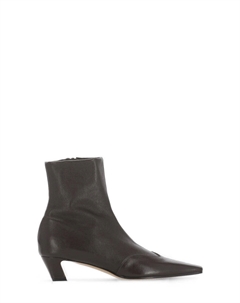 Коричневые кожаные ботинки до щиколотки с квадратным носком Khaite