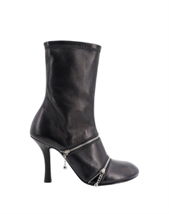 Бурберри Пеп Квадратный Носок Кожаные Ботильоны, черный Burberry