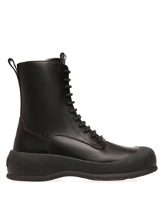 Высокие кожаные ботинки на шнуровке, черный Bally