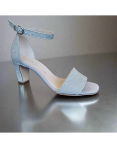 Женские босоножки на каблуке с ремешками в серебристом металлике Gabor