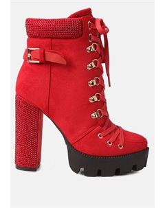 Берцовые ботинки на блочном каблуке из кожи березы, красный London rag