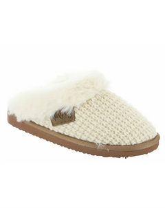 Женские вязаные тапочки-слипоны из ворса кремового цвета Very g
