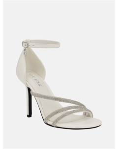 Блестящие босоножки на каблуке со стразами и тонкими ремешками, белый Guess factory