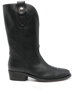 Черные кожаные техасские ботинки по щиколотку Via roma 15