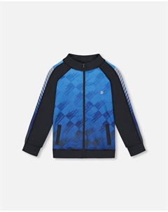 Печатный спортивный кардиган с молнией синий и черный Deux par deux