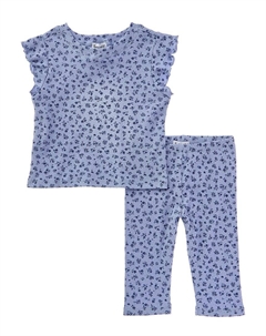 Великолепный комплект из двух предметов: топ и леггинсы с цветочным принтом, синий Splendid